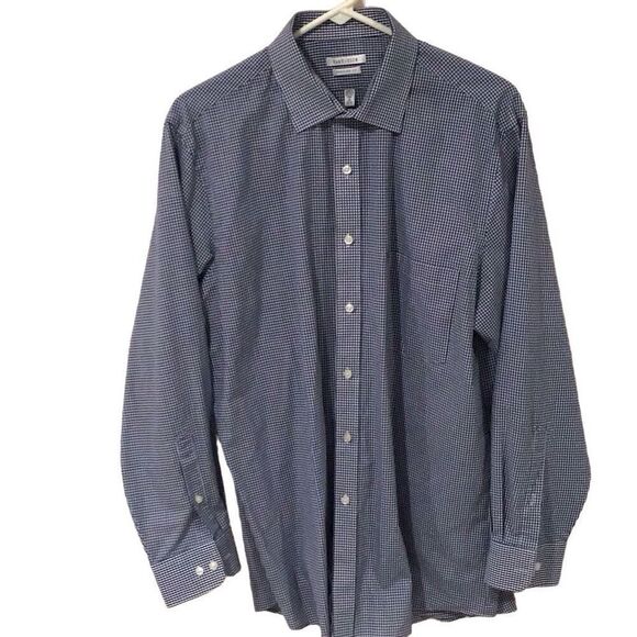 Men’s Shirt, Van Heusen Mens Shirt, Size 16 32/33, blue and white check, long sl - Picture 2 of 5